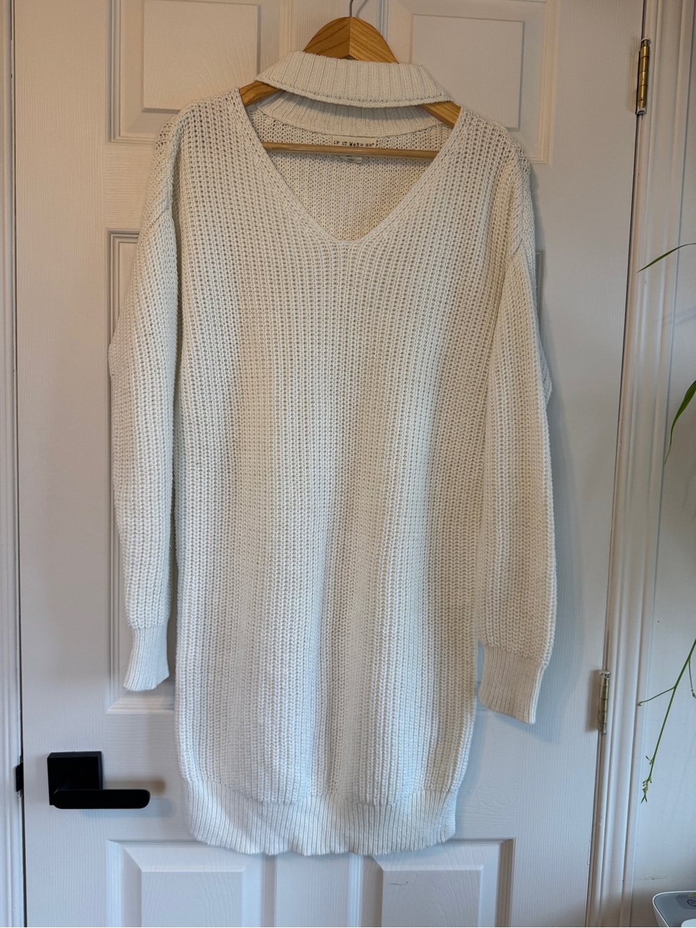 if it were me Cream Keyhole Neck Knit Sweater Dress